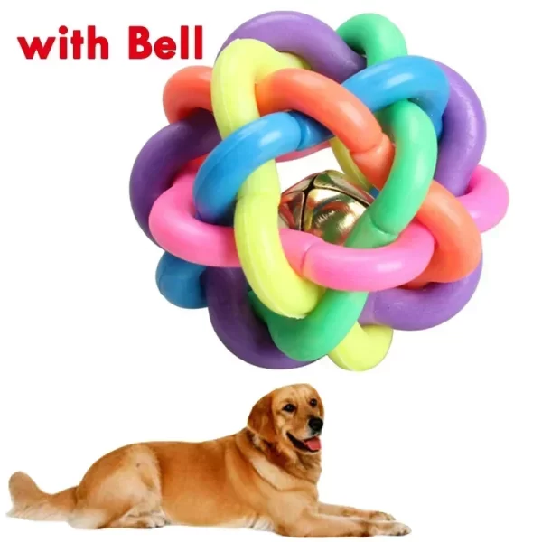 Colorful Rubber Dog & Cat Ball – Interactive Chew Toy with Bell (5cm/7.5cm)