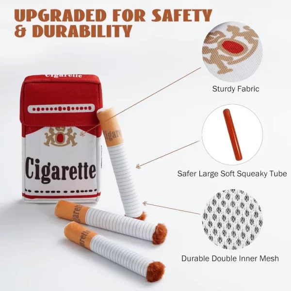Funny Plush Dog Toy – Interactive Squeaky Chew Toy in Cigarette & Box Design - Image 3