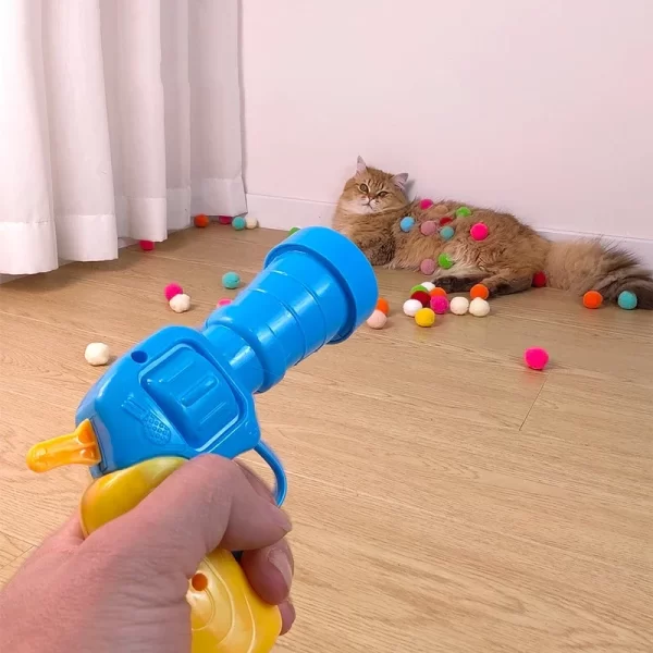 Interactive Cat Plush Ball Launcher – Silent, Fun & Stress-Relief Toy with Soft Fur Balls (Random Colors)