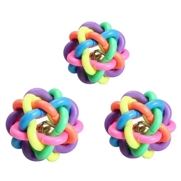 Colorful Rubber Dog & Cat Ball – Interactive Chew Toy with Bell (5cm/7.5cm) - Image 2