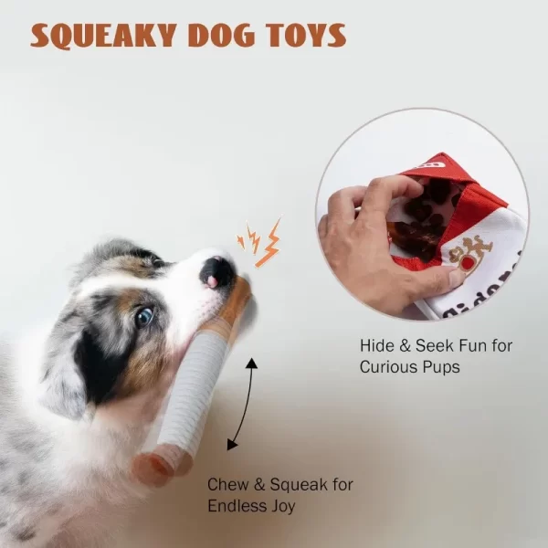 Funny Plush Dog Toy – Interactive Squeaky Chew Toy in Cigarette & Box Design - Image 4