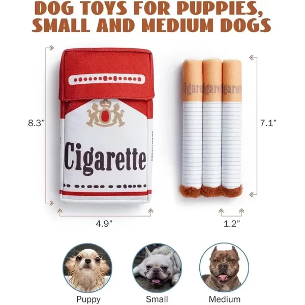 Funny Plush Dog Toy – Interactive Squeaky Chew Toy in Cigarette & Box Design - Image 6