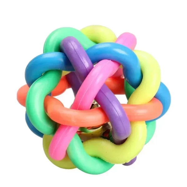 Colorful Rubber Dog & Cat Ball – Interactive Chew Toy with Bell (5cm/7.5cm) - Image 3