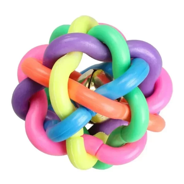 Colorful Rubber Dog & Cat Ball – Interactive Chew Toy with Bell (5cm/7.5cm) - Image 4