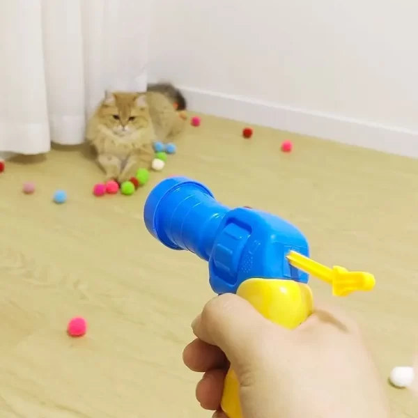 Interactive Cat Plush Ball Launcher – Silent, Fun & Stress-Relief Toy with Soft Fur Balls (Random Colors) - Image 4