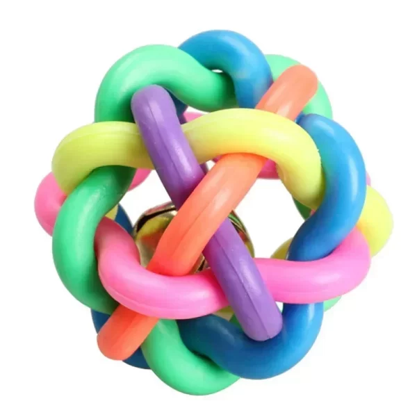 Colorful Rubber Dog & Cat Ball – Interactive Chew Toy with Bell (5cm/7.5cm) - Image 6
