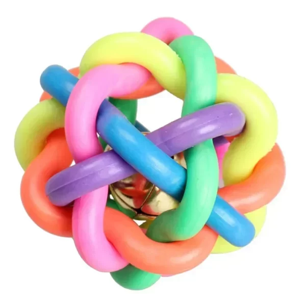 Colorful Rubber Dog & Cat Ball – Interactive Chew Toy with Bell (5cm/7.5cm) - Image 5